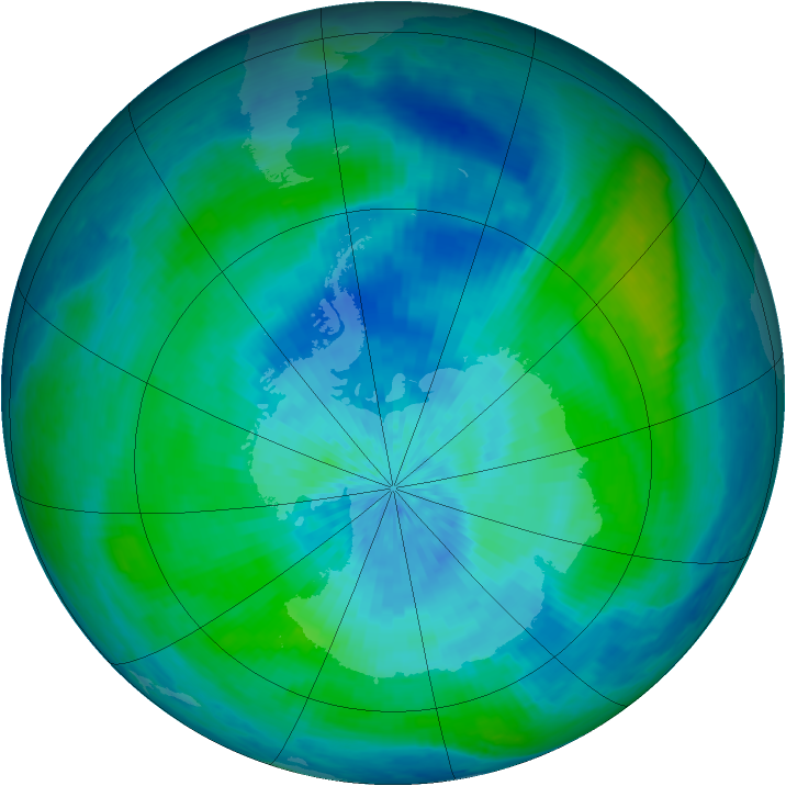 Antarctic ozone map for 11 March 2003